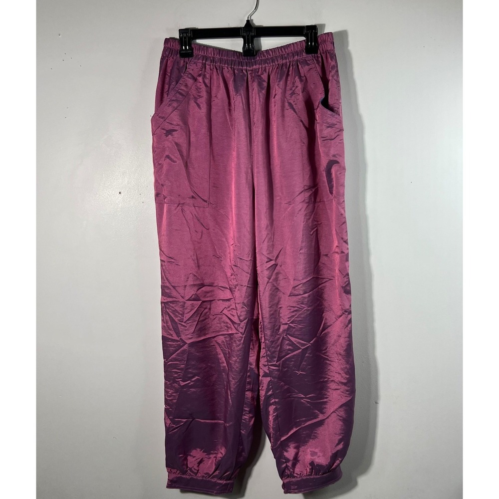 Womens Current Air Satin Sheen Jogger Pants‎ Pink XL Cotton Polyester